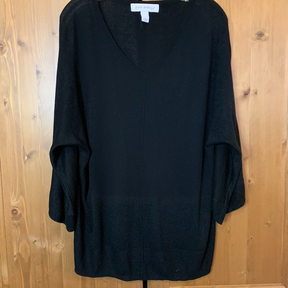 Pure Energy black dolman top with wide 3/4 length